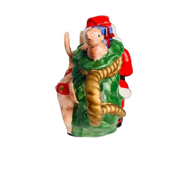 Vintage Teapot Santa Clause Reindeer Christmas Holiday Tea Beverage Dispenser - Picture 13 of 16